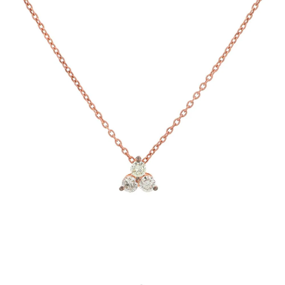 10K Rose Gold 0.15 Carat Three Stone Diamond Pendant