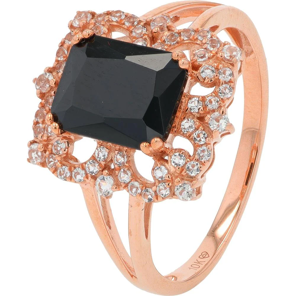 10K Rose Gold 1.33 Carat Black & White Spinel Halo Ring
