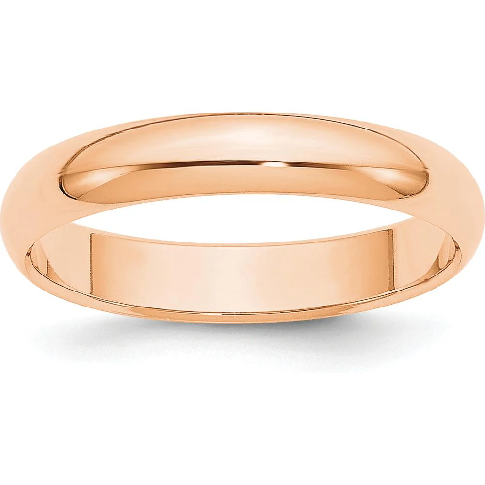 10K Rose Gold 4mm Half Round Wedding Band - Size 9 by Luciano & Cie