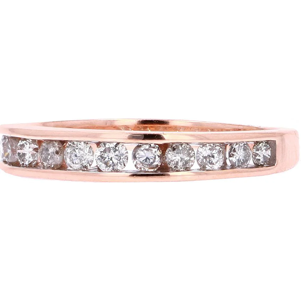 10K Rose Gold Channel Set Wedding Band with 0.50 Carat Round Diamonds - Image 2