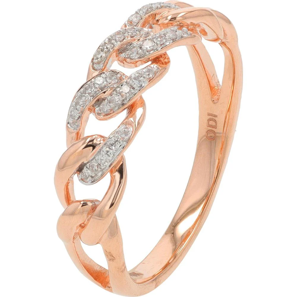 10K Rose Gold Diamond Chain Link Band Ring - 0.25 Carat Total Diamond Weight