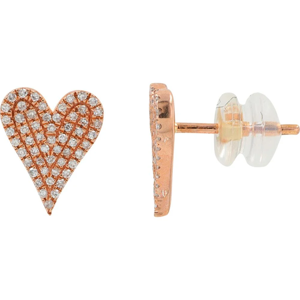 10K Rose Gold Diamond Heart Stud Earrings - 0.25 Carat Total Diamond Weight - Image 2