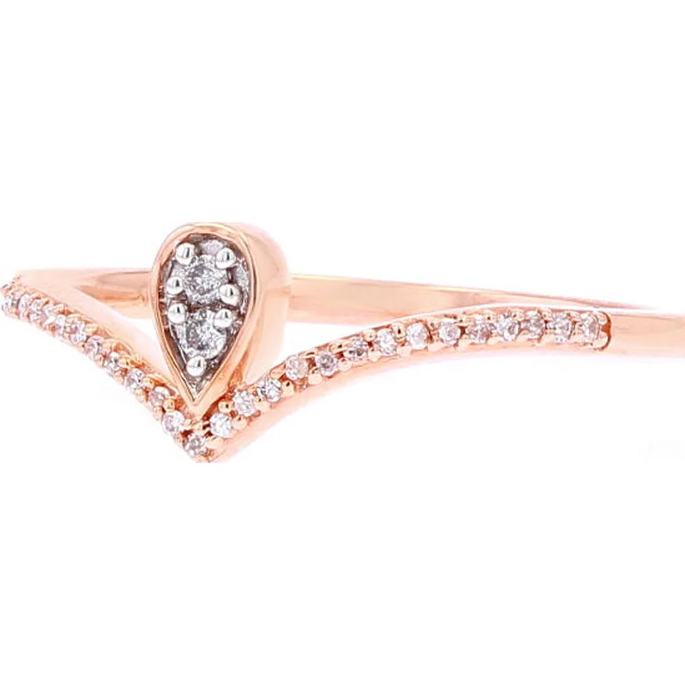 10K Rose Gold Diamond Stackable Ring with Pavé Set Teardrop Diamond - 0.11 Carat Total Diamond Weight - Image 2