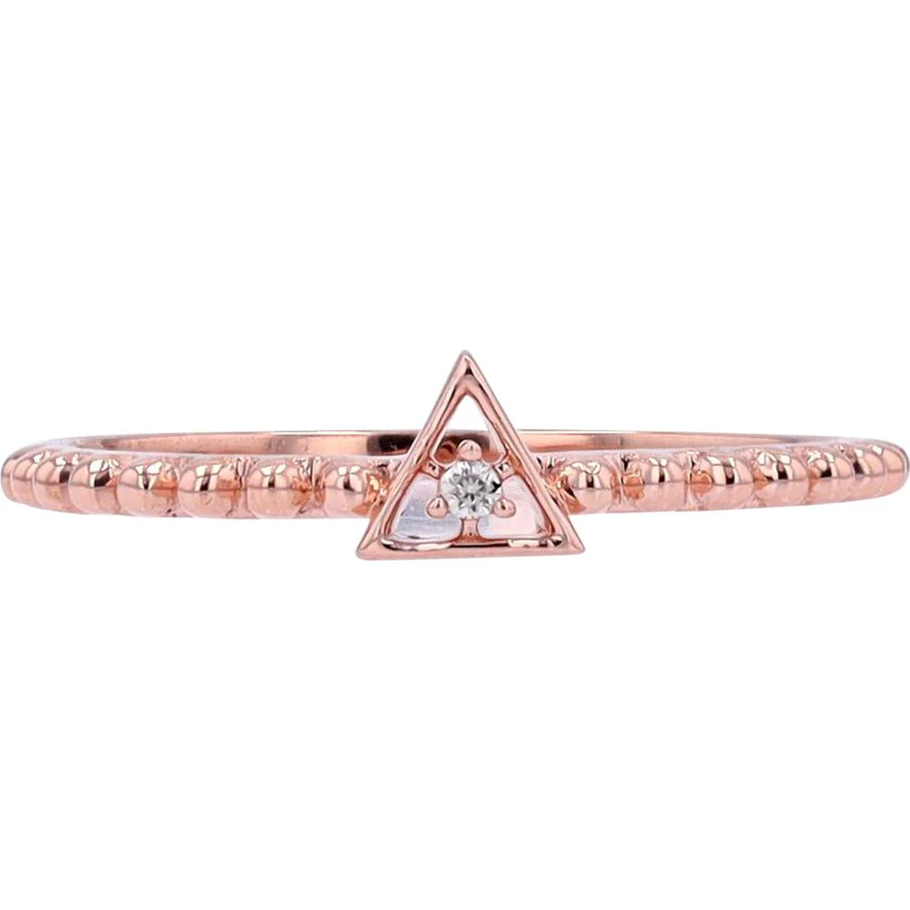 10K Rose Gold Diamond Triangle Ring - 0.01 Carat Diamond