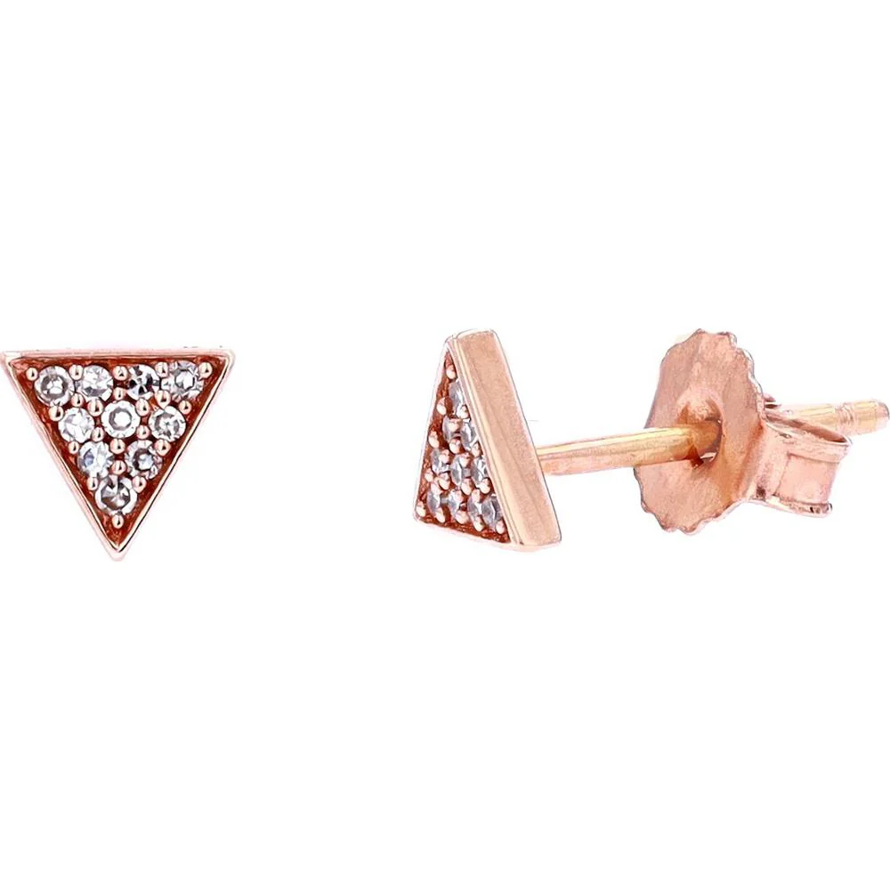 10K Rose Gold Diamond Triangle Stud Earrings - 0.07 Carat Total Diamond Weight - Image 2