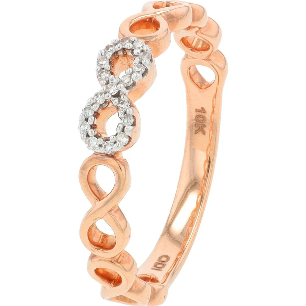 10K Rose Gold Infinity Band Ring with 0.06 Carat Diamonds