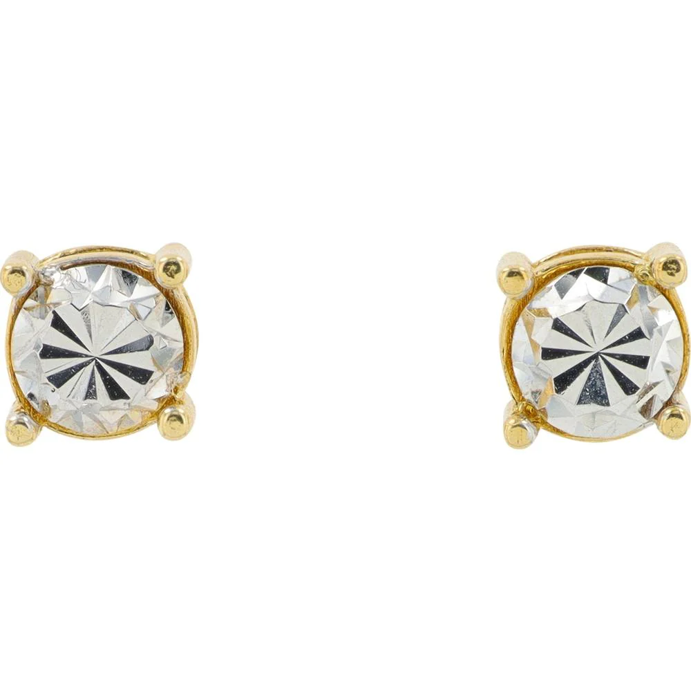 10K Two-Tone Gold Illusion Set Stud Earrings with Round Cut Diamonds - 1.0 Carat Total Diamond Weight