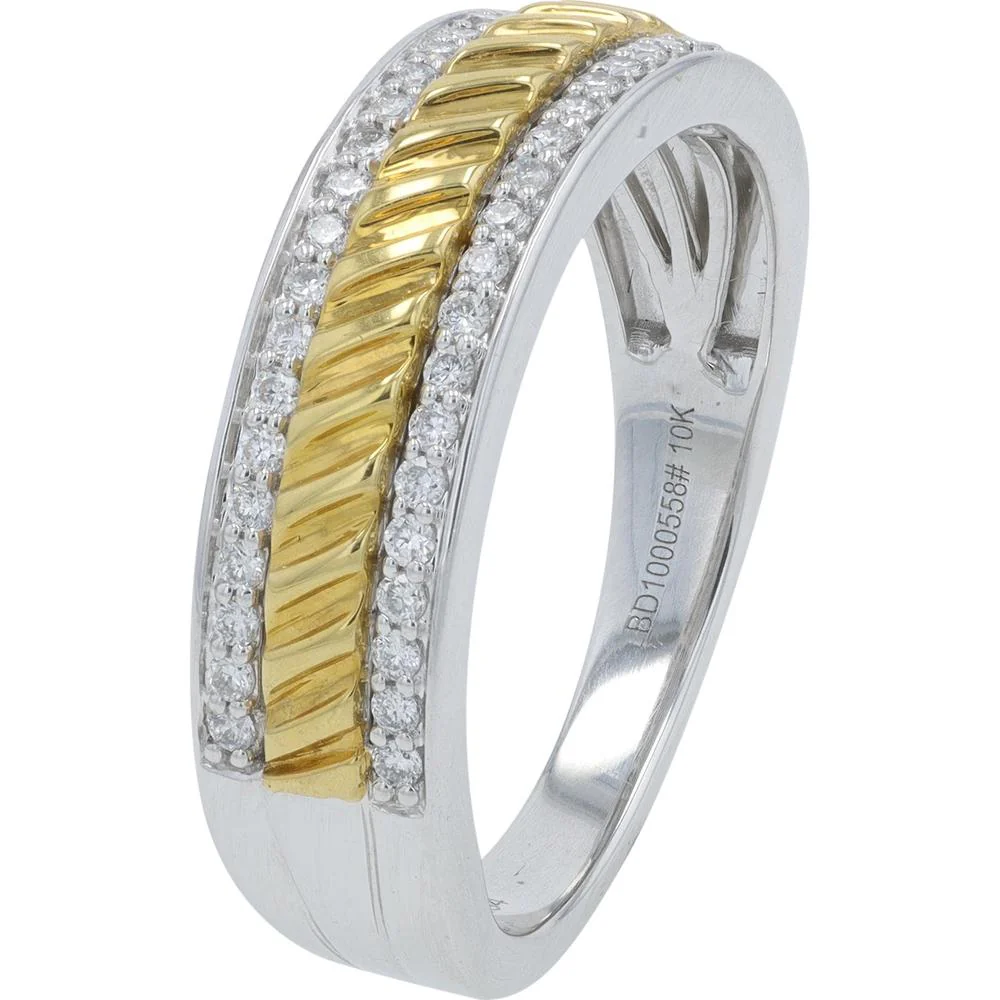 10K White & Yellow Gold Two-Tone Gents Wedding Band with 0.33 Carat Total Lab Grown Diamonds
