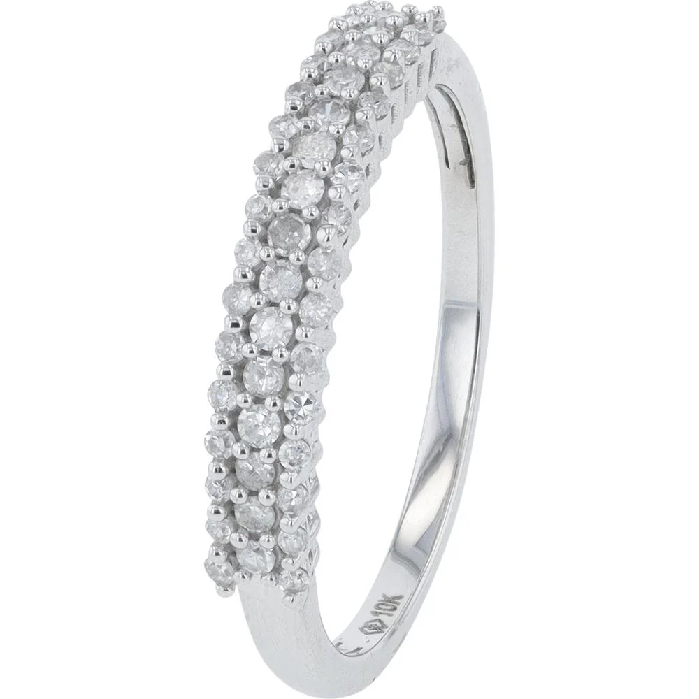10K White Gold 0.25 Carat Diamond Band Ring with Round Brilliant Cut Diamonds
