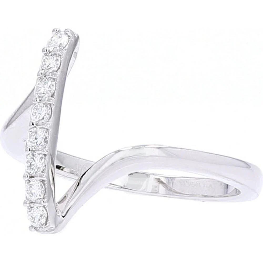 10K White Gold 0.30 Carat Diamond Bar Ring - 7 Round Prong Set Diamonds - Image 3