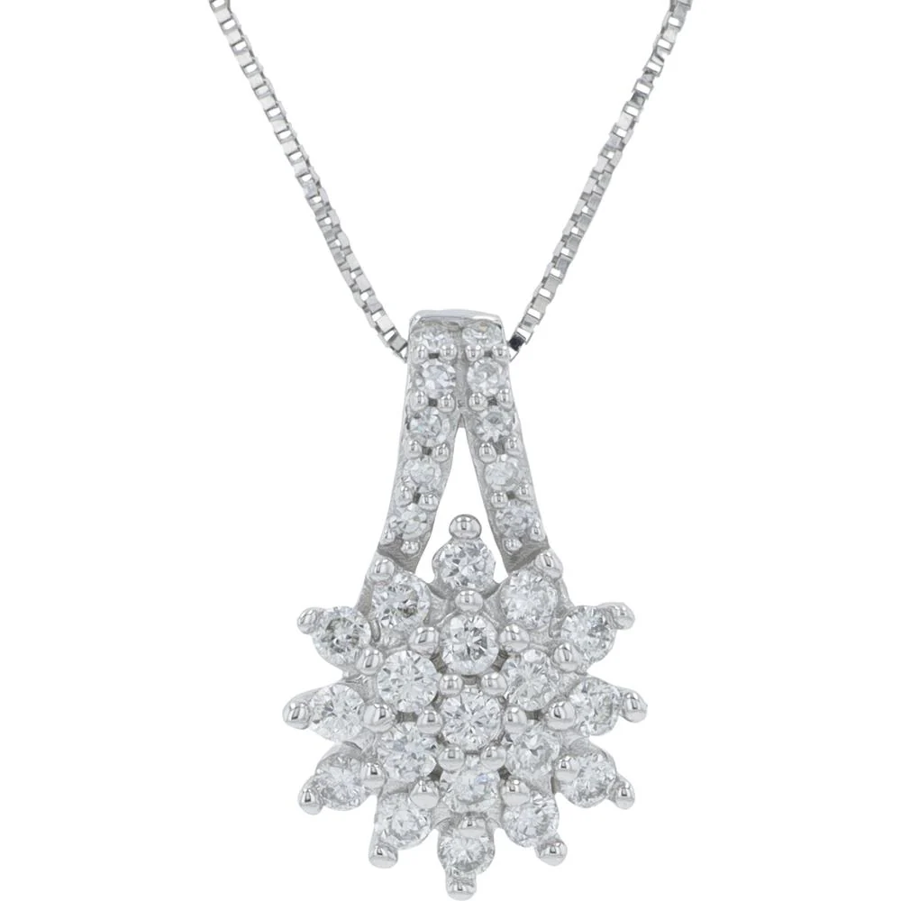 10K White Gold 0.33 Carat Total Diamond Pendant with Lab - Grown Diamonds