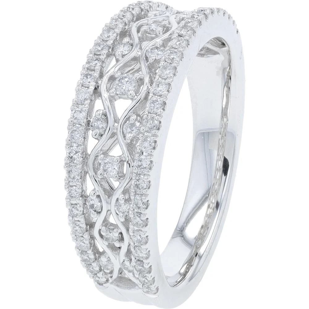 10K White Gold 0.50 Carat Diamond Band with Prong Set Round Diamonds