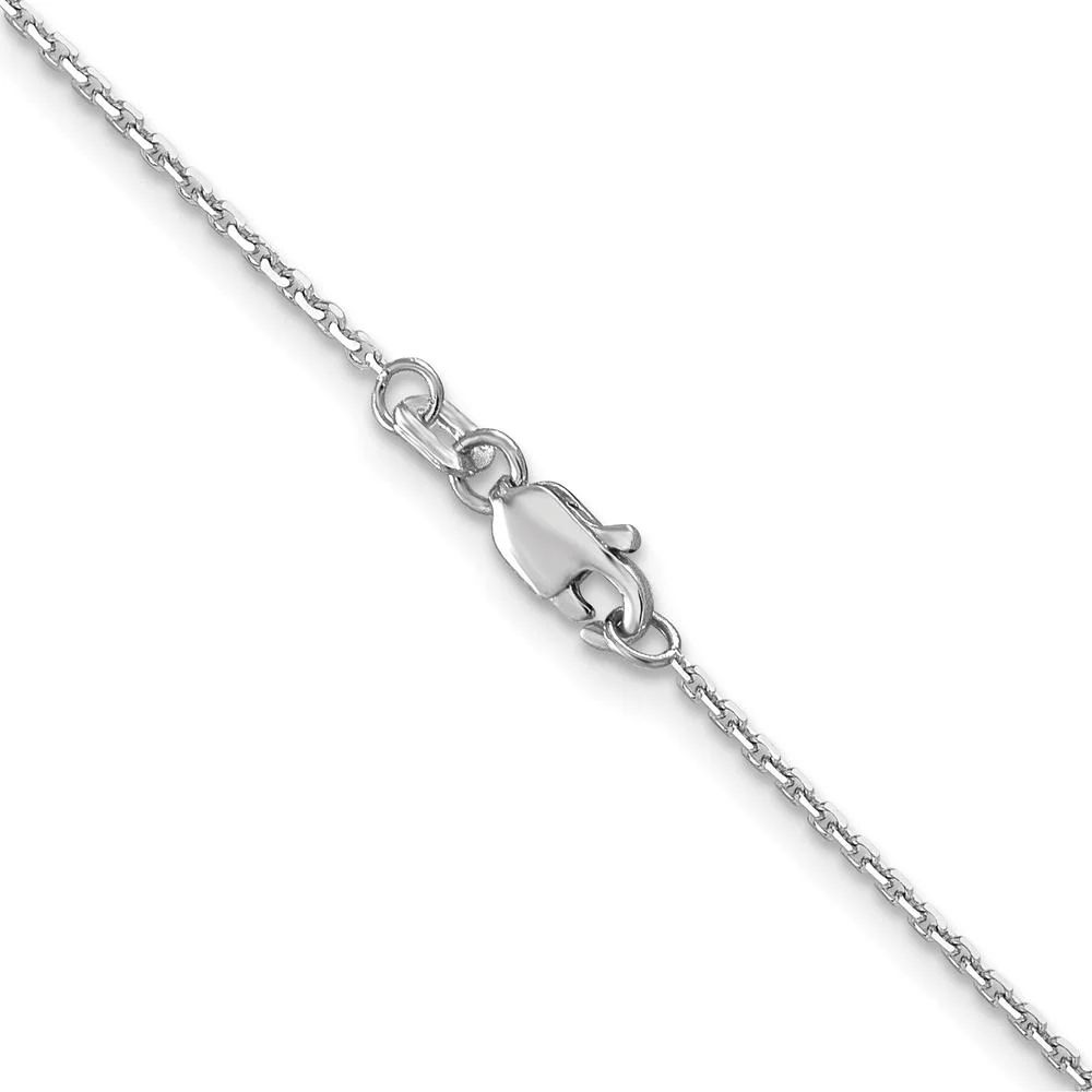 10K White Gold 1.2mm Diamond-Cut Cable Chain Necklace - 16" by Oro Pregiato - Image 3