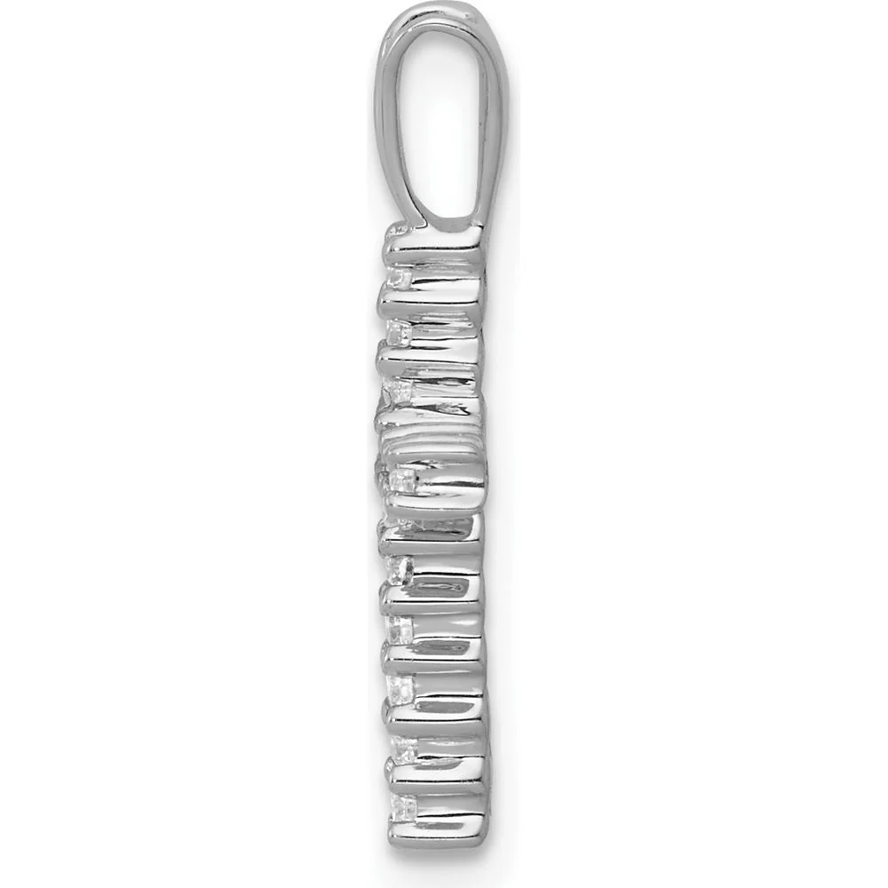 10K White Gold 1/6 Carat. Diamond Latin Cross Pendant with Rhodium Plating - Timeless Faith Necklace by Oro Pregiato - Image 2