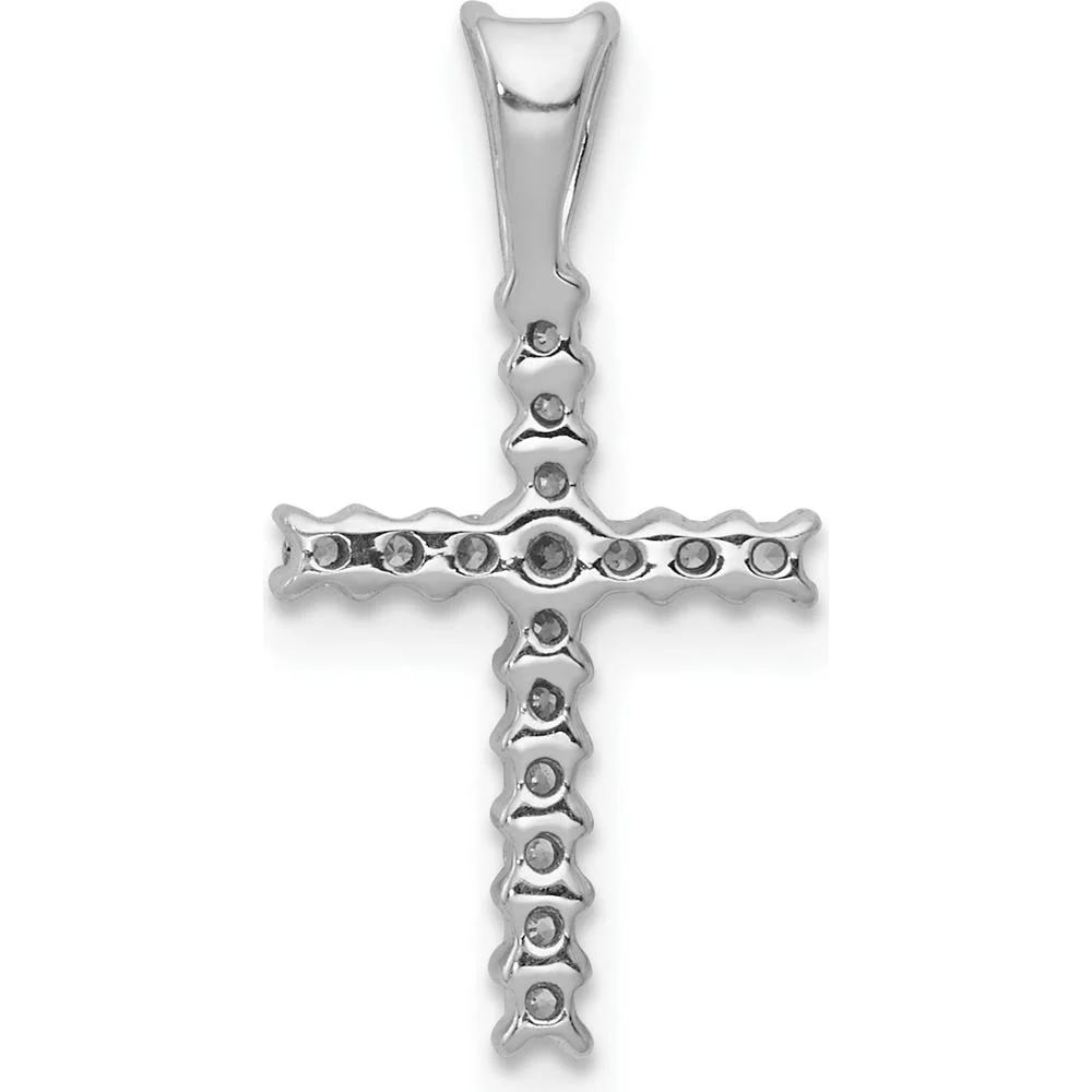 10K White Gold 1/6 Carat. Diamond Latin Cross Pendant with Rhodium Plating - Timeless Faith Necklace by Oro Pregiato - Image 3
