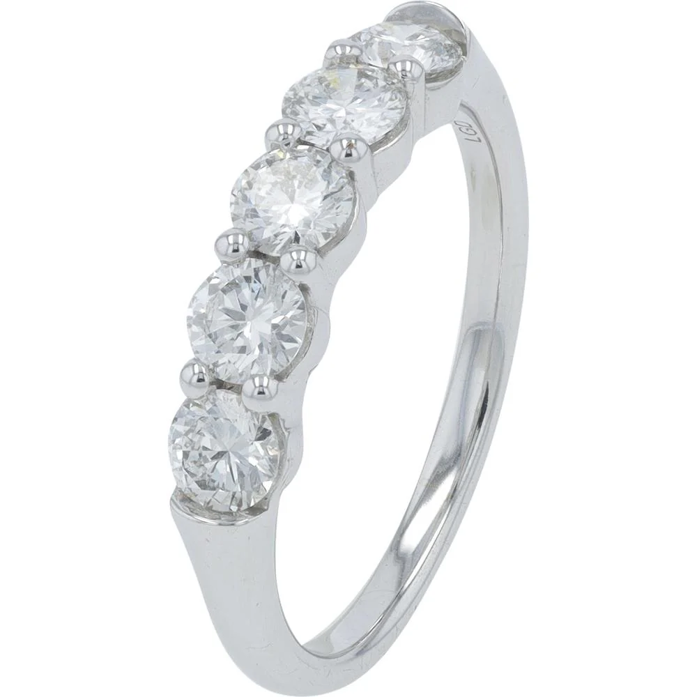 10K White Gold 1 Carat Lab Grown Diamond Band with Prong Set Round Diamonds
