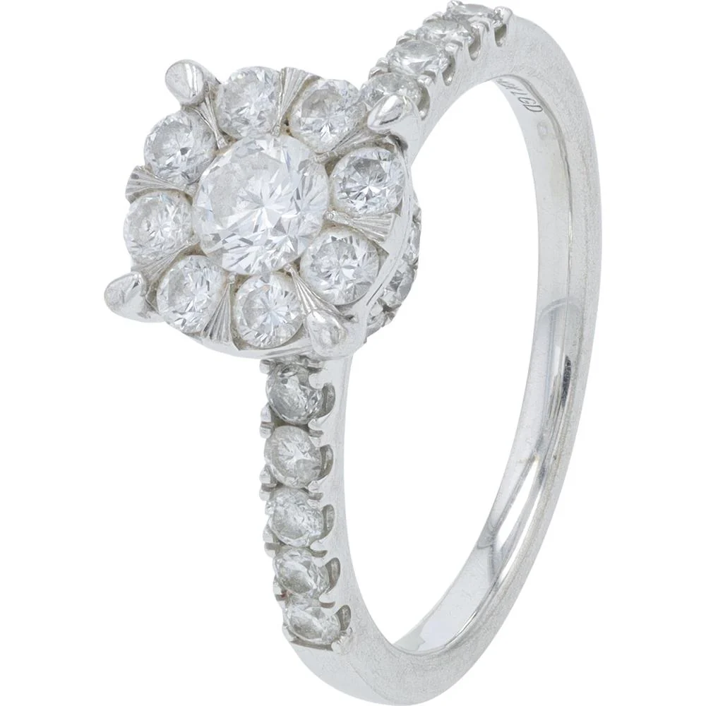 10K White Gold 1 Carat Total Weight Lab Grown Diamond Halo Engagement Ring