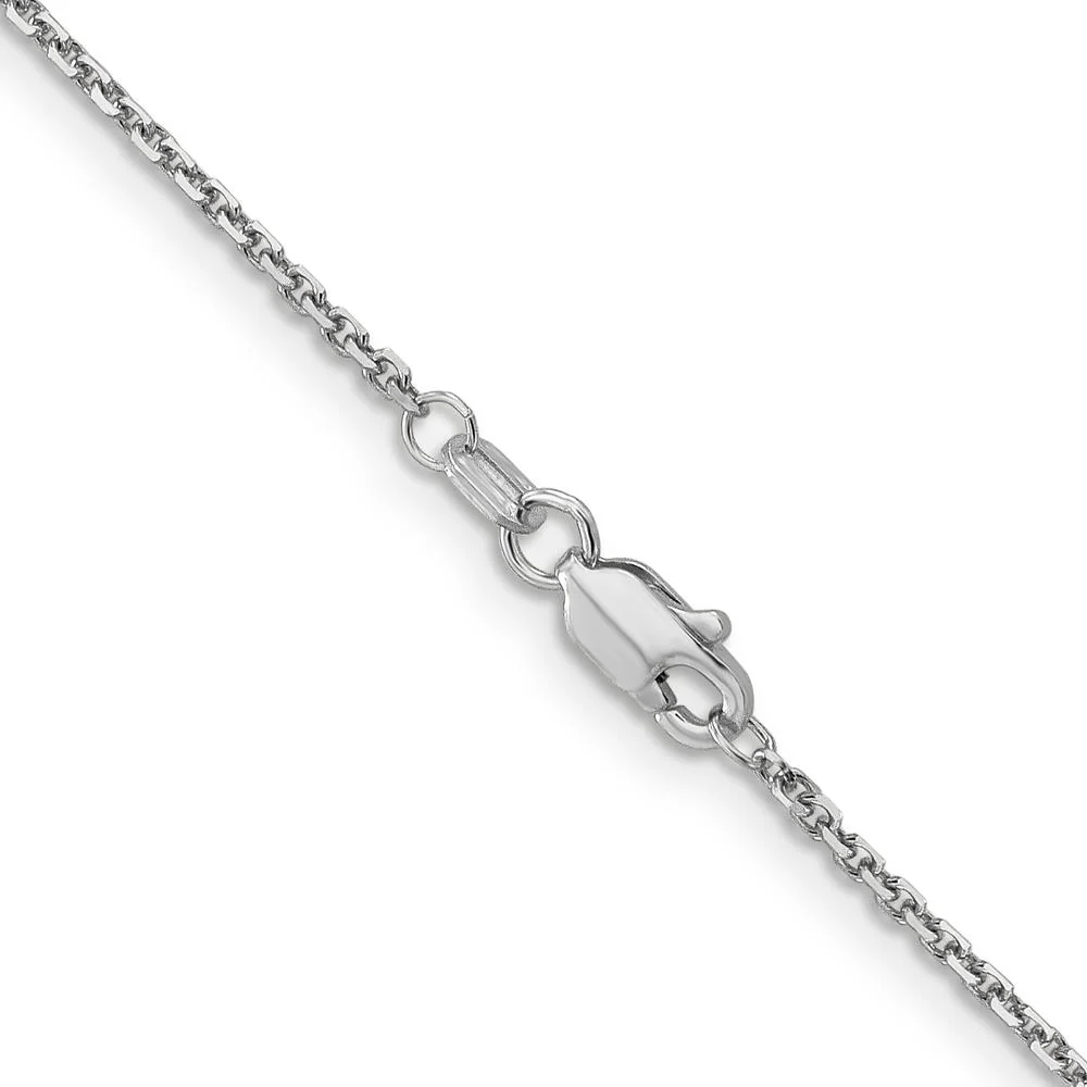 10K White Gold 16" Diamond-Cut Round Open Link Cable Chain by Oro Pregiato - Image 3