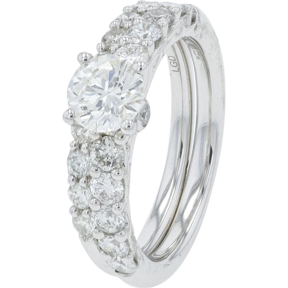10K White Gold 2.00 Carat Lab Grown Diamond Bridal Set with 0.75 Carat Center Stone