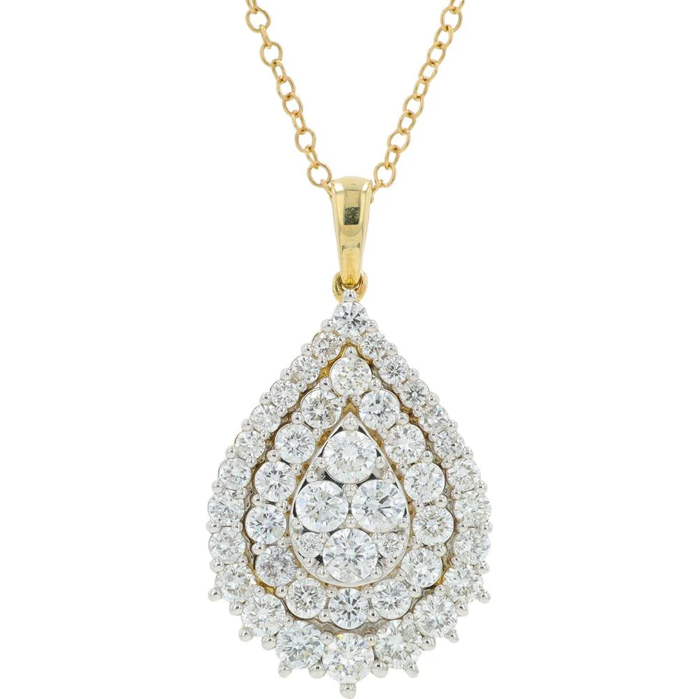 10K White Gold 2.00 Carat Total Weight Lab Grown Diamond Teardrop Pendant