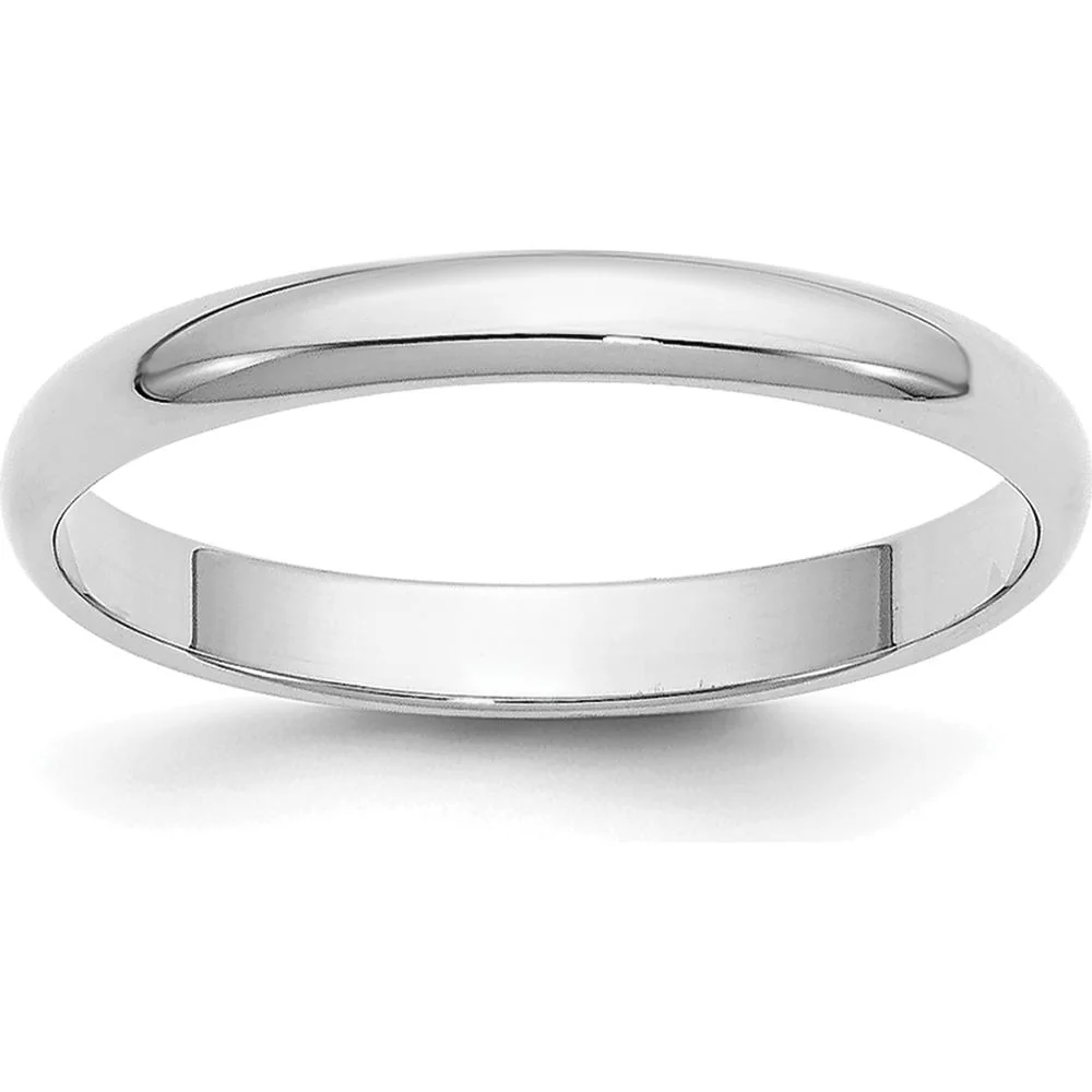 10K White Gold 2.5mm Polished Half Round Wedding Band Size 5 by Luciano & Cie