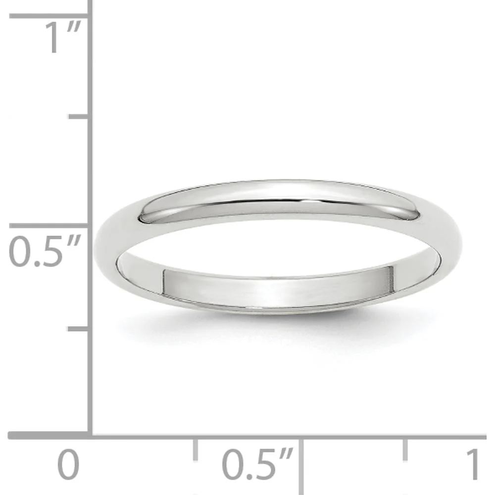 10K White Gold 2.5mm Polished Half Round Wedding Band Size 5 by Luciano & Cie - Image 3
