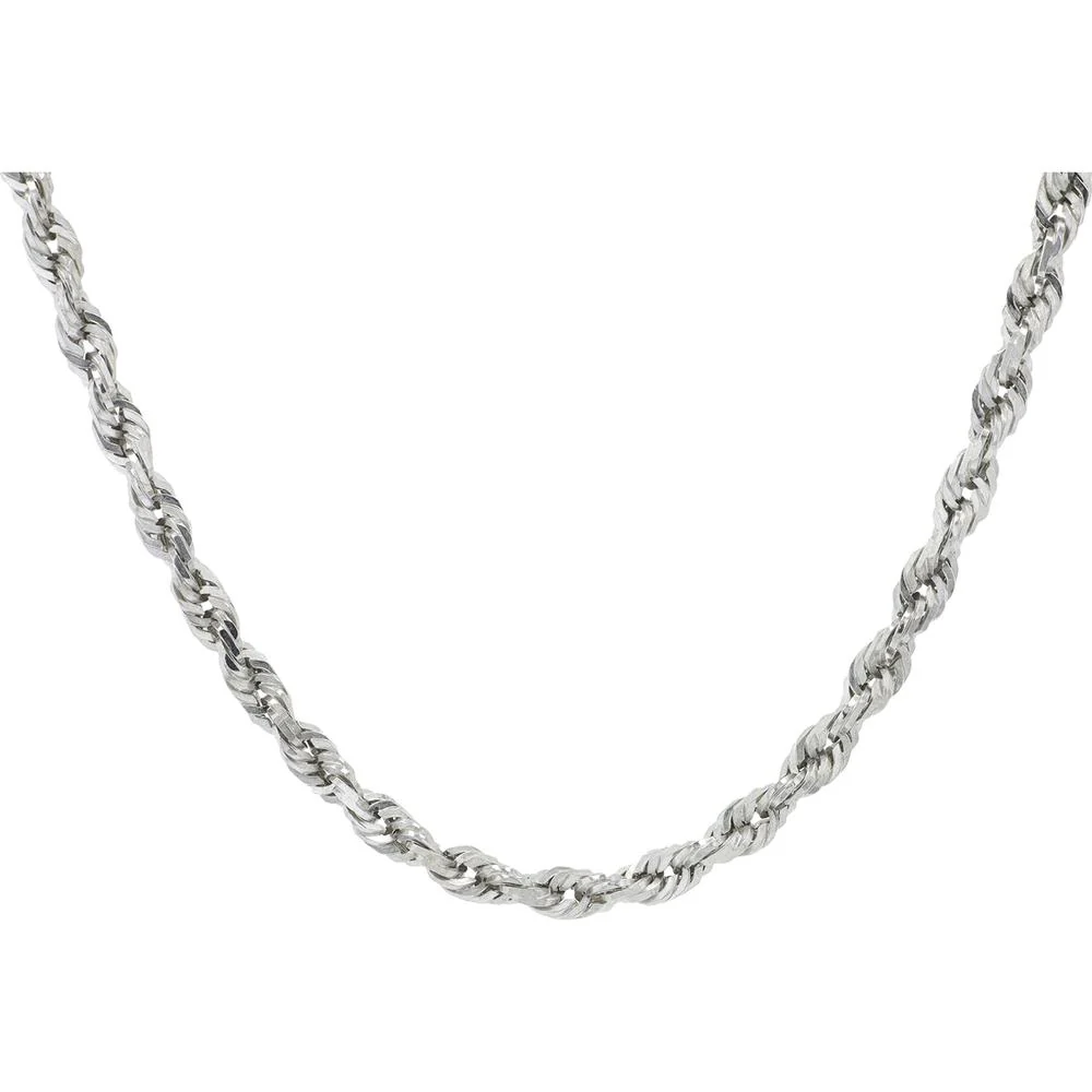 10K White Gold 24" 4mm Rope Chain Necklace - 20 Gram Total Weight