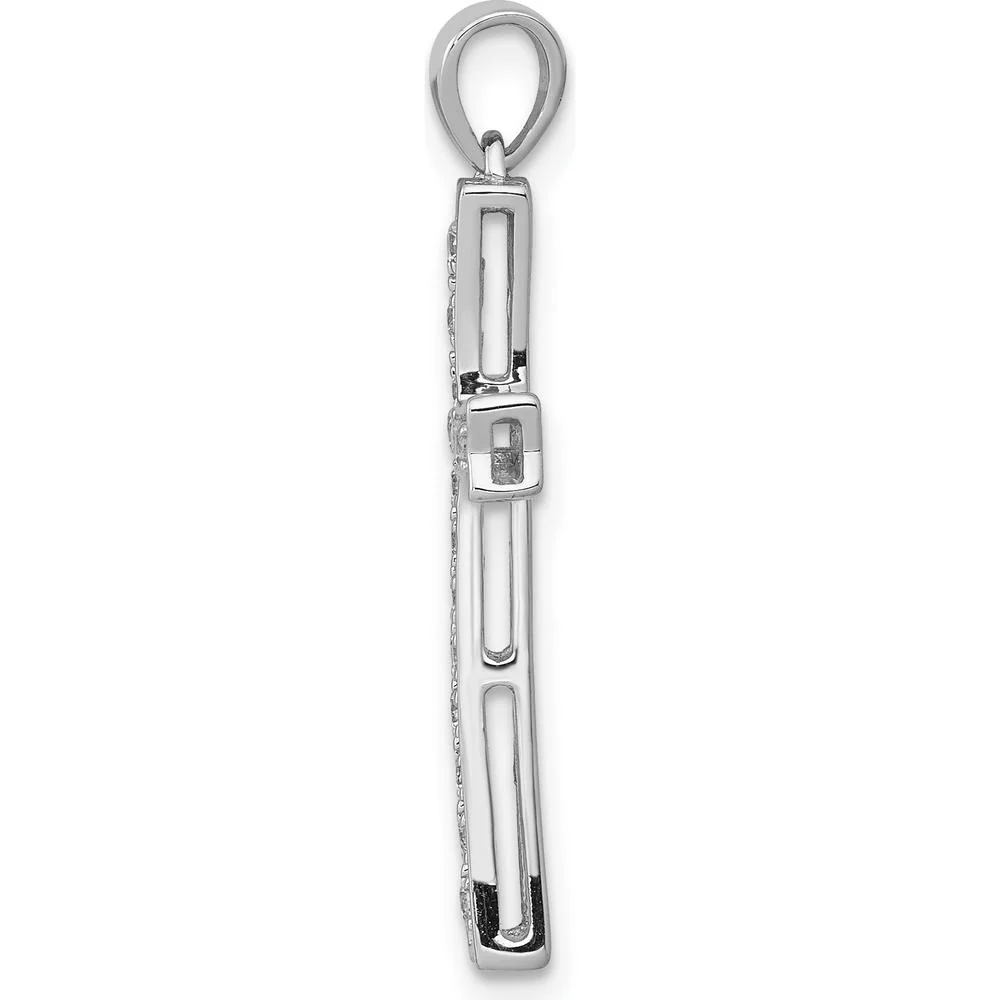 10K White Gold 29mm Cross Pendant with Round Diamonds - 0.20 Carat Total Diamond Weight by Oro Pregiato - Image 2
