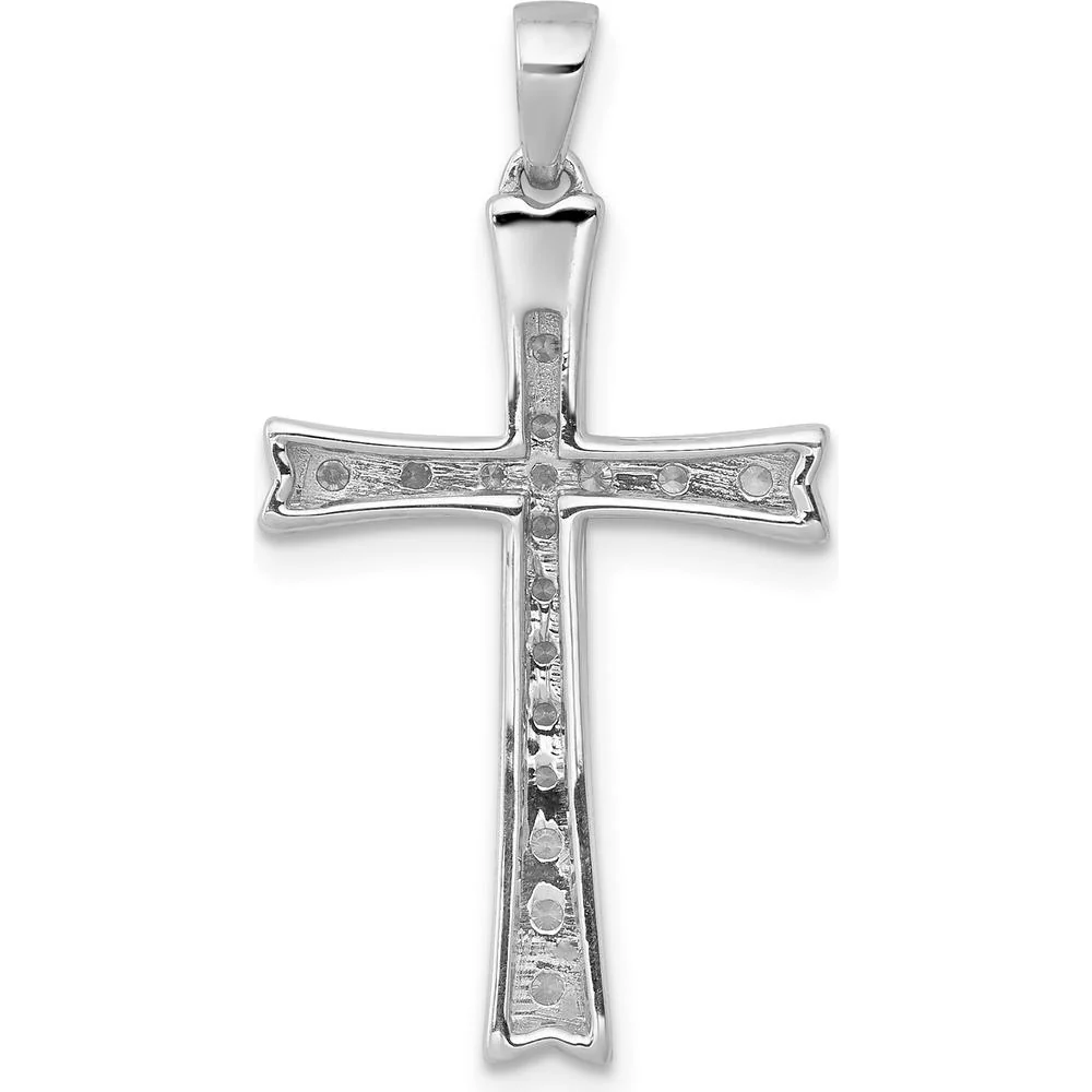 10K White Gold 29mm Cross Pendant with Round Diamonds - 0.20 Carat Total Diamond Weight by Oro Pregiato - Image 3