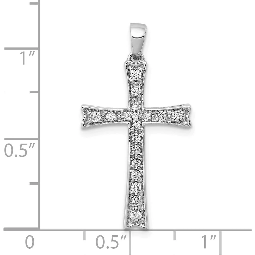 10K White Gold 29mm Cross Pendant with Round Diamonds - 0.20 Carat Total Diamond Weight by Oro Pregiato - Image 4