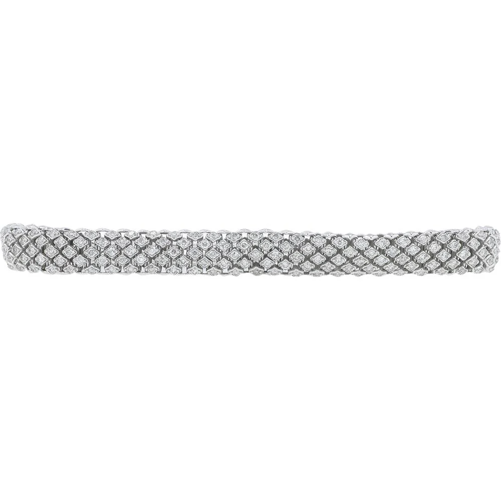 10K White Gold 3.00 Carat Diamond Tennis Bracelet - Intricate Lattice Design
