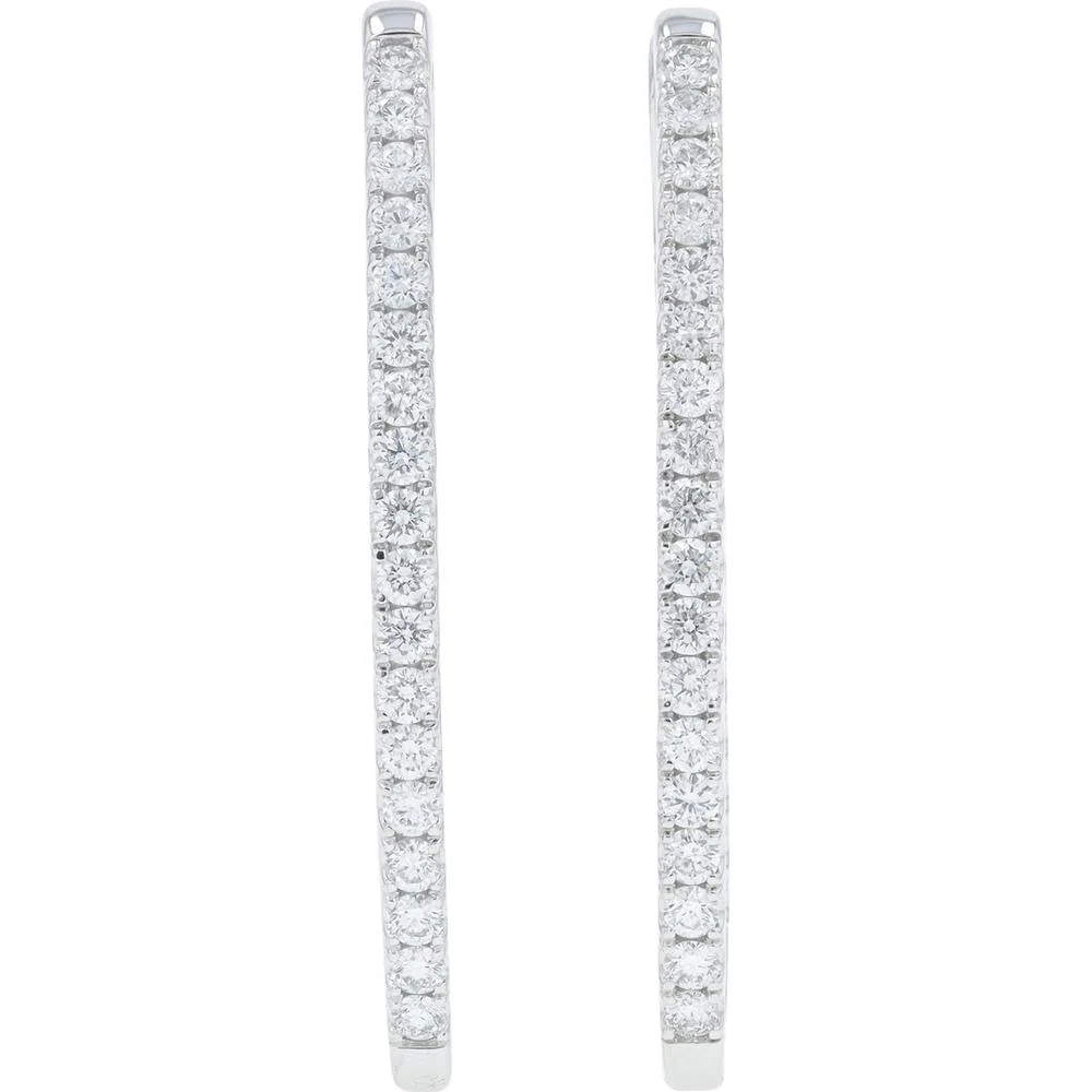 10K White Gold 3.00 Carat Lab Grown Diamond Inside - Out Hoop Earrings - 3.00 Carat Total Diamond Weight - Image 3