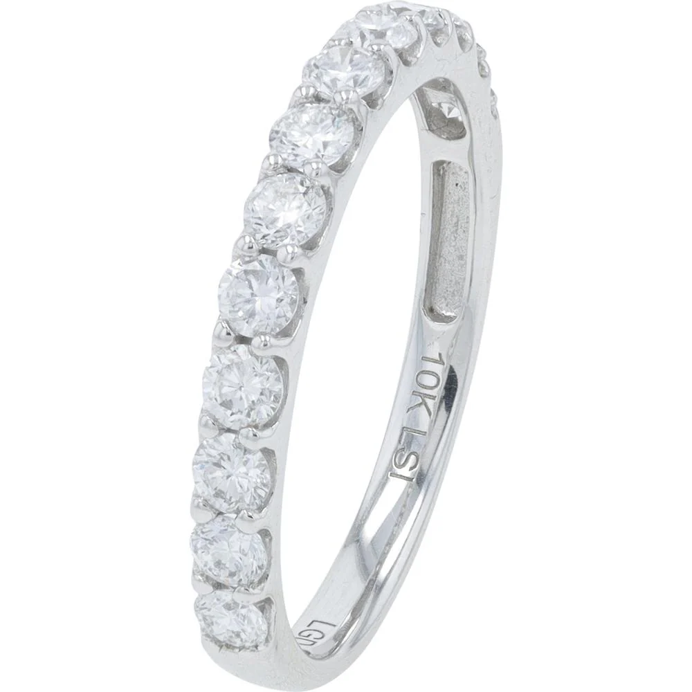 10K White Gold 4.00 Carat Lab Grown Diamond Bridal Set with Halo and Pave Band - Image 3