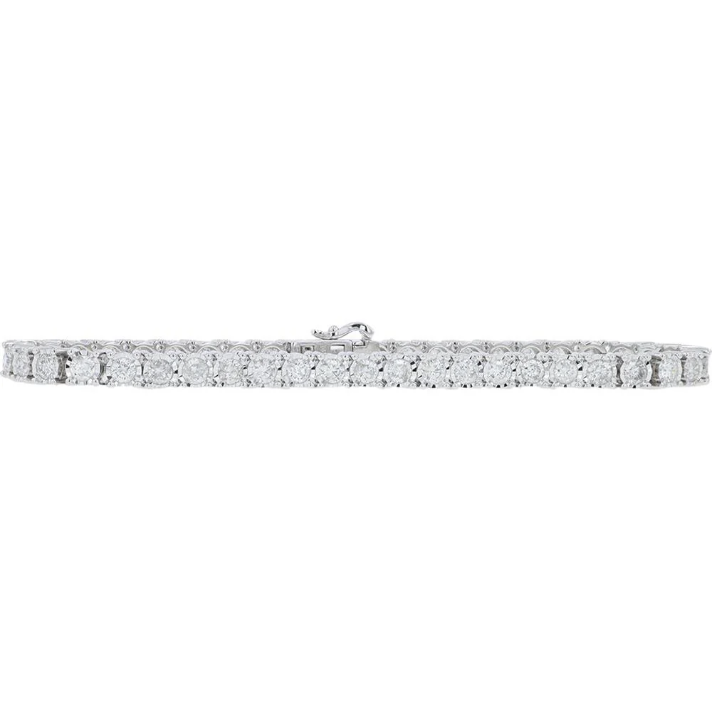 10K White Gold 4 Carat Prong - Set Round Diamond Tennis Bracelet