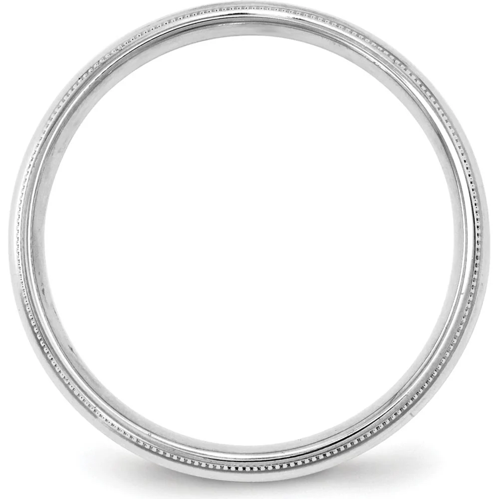 10K White Gold 4mm Milgrain Half Round Comfort Fit Wedding Band Size 11 by Luciano & Cie - Image 2