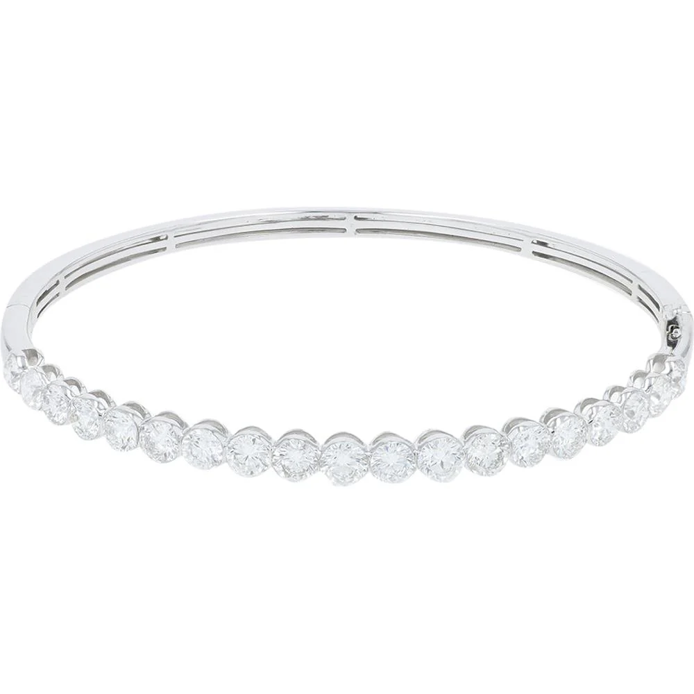 10K White Gold 5 Carat Total Weight Lab Grown Diamond Flexible Bangle - Image 2