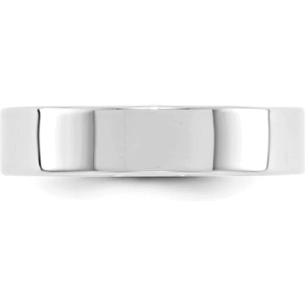 10K White Gold 5mm Lightweight Flat Wedding Band - Size 7 by Luciano & Cie - Image 3