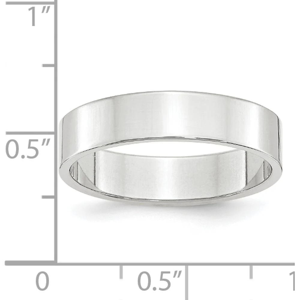 10K White Gold 5mm Lightweight Flat Wedding Band - Size 7 by Luciano & Cie - Image 4