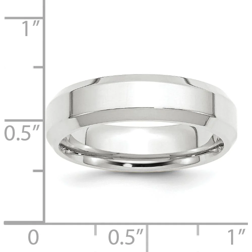 10K White Gold 6mm Beveled Edge Comfort Fit Wedding Band - Size 10 by Luciano & Cie - Image 4