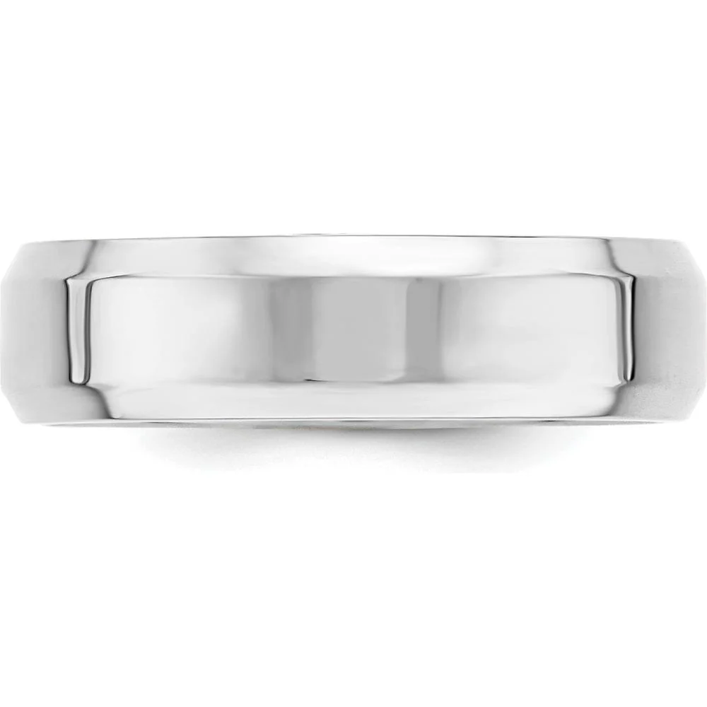 10K White Gold 6mm Beveled Edge Comfort Fit Wedding Band - Size 12.5 by Luciano & Cie - Image 3