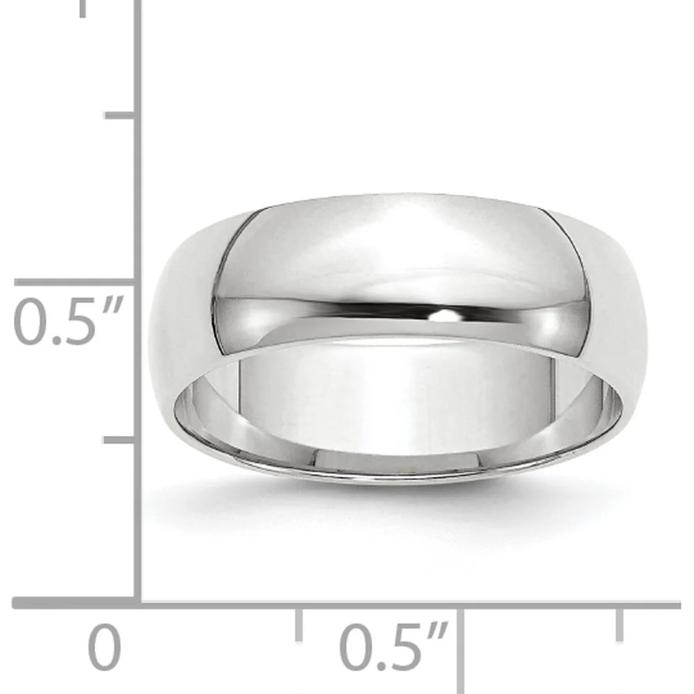 10K White Gold 6mm Lightweight Half Round Wedding Band with Polished Finish - Size 10.5 by Luciano & Cie - Image 3