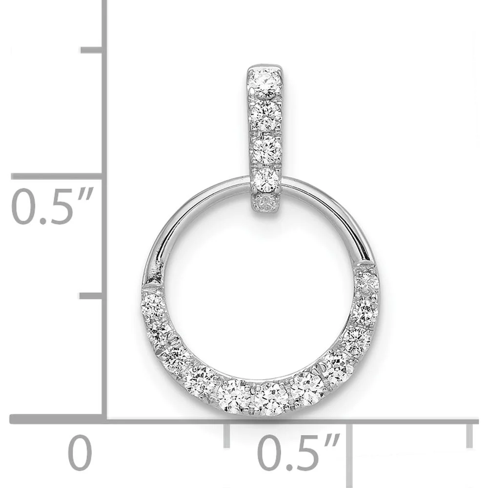 10K White Gold Circle Diamond Pendant with Rhodium Plating - Sparkling Diamonds by Oro Pregiato - Image 4