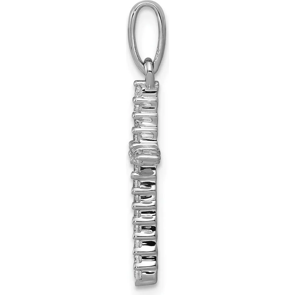 10K White Gold Cross Pendant with Round Diamonds - 1/6 Carat Total Diamond Weight by Oro Pregiato - Image 2