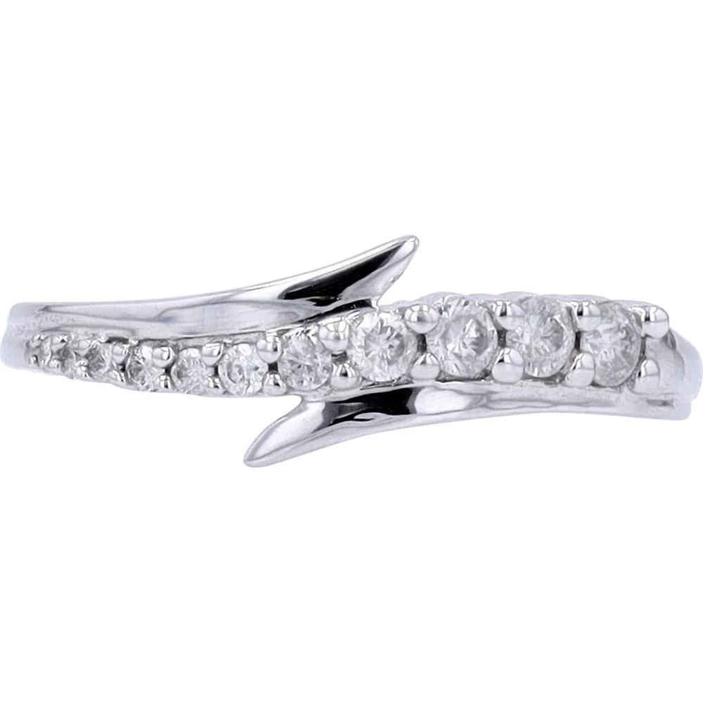 10K White Gold Diamond Bypass Ring with 0.25 Carat Total Diamond Weight