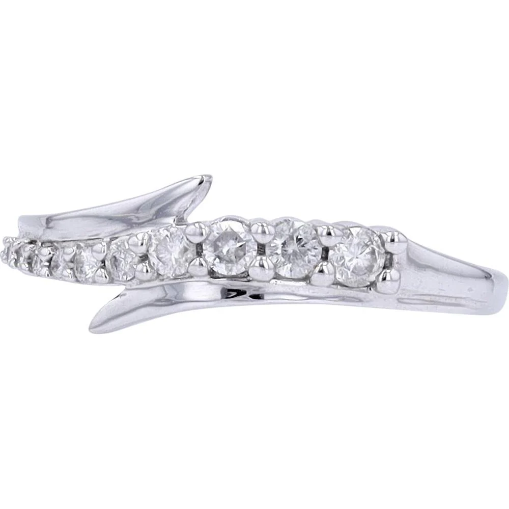 10K White Gold Diamond Bypass Ring with 0.25 Carat Total Diamond Weight - Image 2