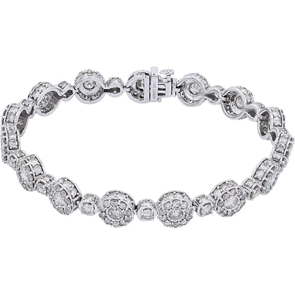 10K White Gold Diamond Cluster Bracelet - 10.00 Carat Total Diamond Weight - Image 2