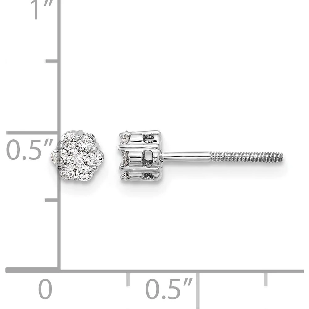 10K White Gold Diamond Cluster Post Earrings - 0.50 Carat Total Diamond Weight by Oro Pregiato - Image 4