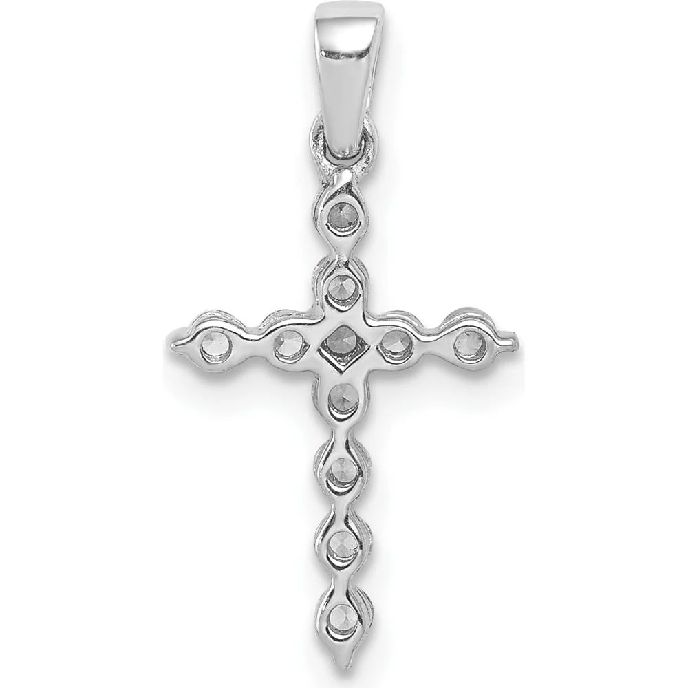 10K White Gold Diamond Cross Pendant with 1/4 Carat Total Diamond Weight by Oro Pregiato - Image 3