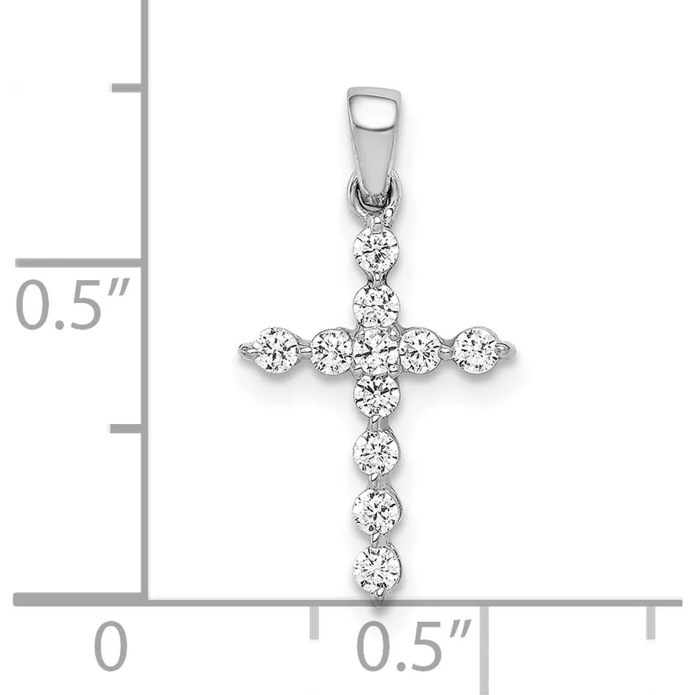 10K White Gold Diamond Cross Pendant with 1/4 Carat Total Diamond Weight by Oro Pregiato - Image 4