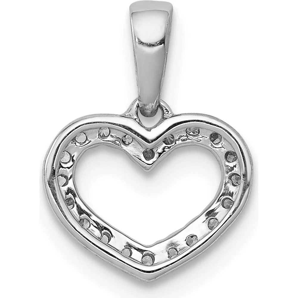 10K White Gold Diamond Heart Pendant - 0.03 Carat Total Diamond Weight by Oro Pregiato - Image 3